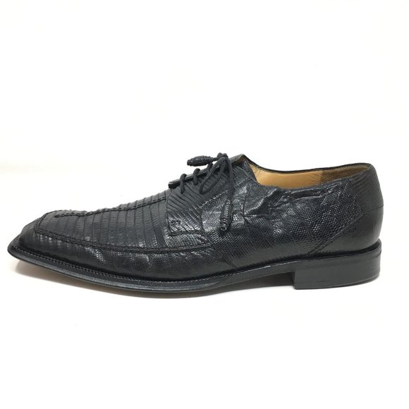 Mezlan Platinum Oxfords Shoes Size 10 Black Lizard